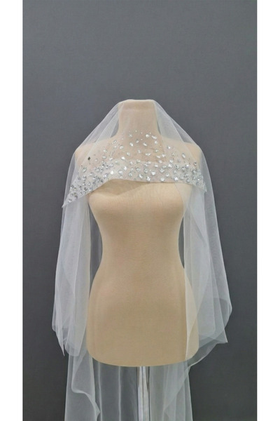 Pusula Marketim طرحة زفاف مرصعة بالكريستال مصنوعة يدويًا، طرحة العروس - أنيقة...