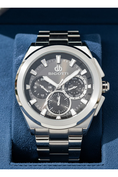 Bigotti ساعة يد رجالية بسوار فضي من الفولاذ L-BG.1.10627-2