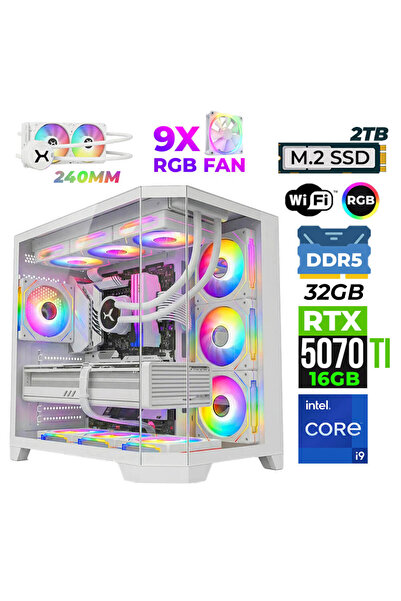 XASER Pearl X60 i9 14900KF 32GB DDR5 Ram 2TB M.2 NVMe SSD 16GB RTX5070Ti Oyun...