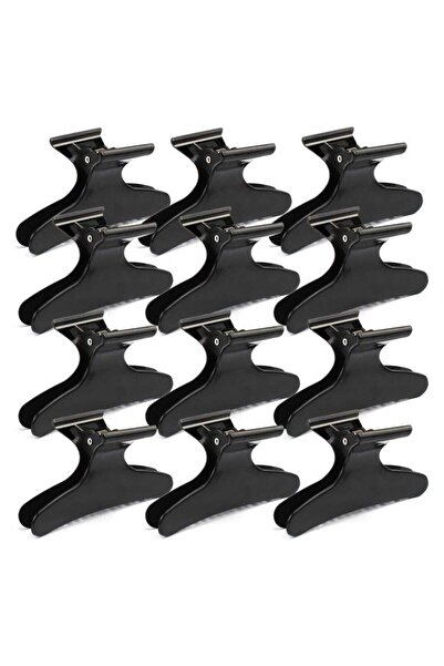 BLOOMING TIME 12-Piece Butterfly Clip Set Black 10cm