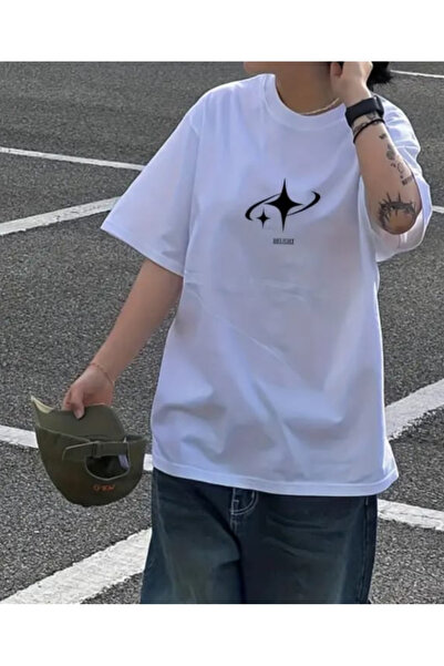 shi dumanlar giyim قصة فضفاضة تي شيرت ثنائي الأبعاد على شكل نجمة B مطبوع للجن...