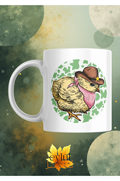 Eylül Design Cute Cowboy Chick Special Design Printed Mug Cup Gift Tea-Coffee...