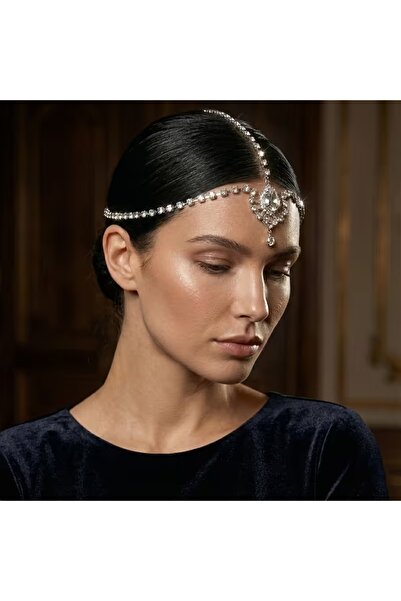 GlassySKY (Silver Color)Indian Headdress/Hanfu Crown Hair Hijab Accessory Wed...