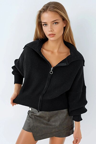 Hiccup My Fashion Zippered Knitwear Cardigan