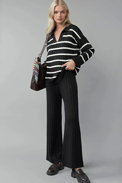 Hiccup My Fashion Polo Neck Striped Knitwear Set