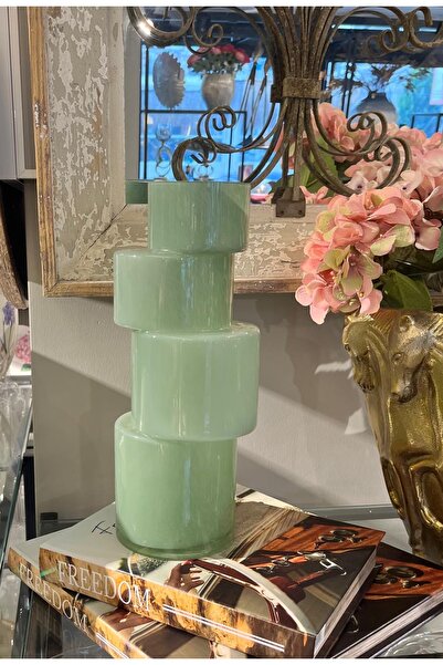 SUMRA HOME Cam Yeşil Asimetrik Vazo 35x15cm