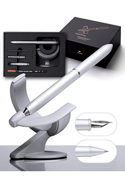 novium هوفربن فيوتشر - طقم هدايا فاخر من أقلام الحبر السائل وأقلام الحبر الجاف (لون فضي ثلجي)