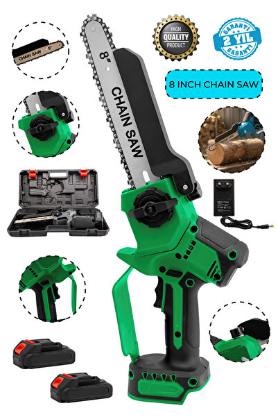 MOONSHOP Pro Seri 128DXF Çift Akü Otomatik Yağlamalı El Testeresi Ağaç Odun D...