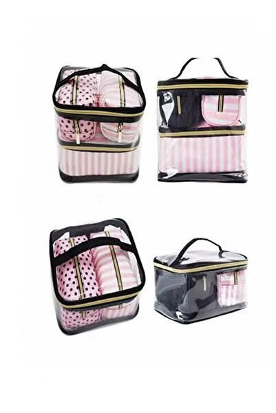 BLOOMING TIME مجموعة حقائب مكياج - 4 قطع، منظم مكياج ومجوهرات للسفر 4 في 1