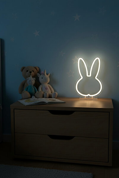 Genel Markalar TAVŞAN Neon Led Çocuk Odası Gece - Masa Lambası TLANL-002