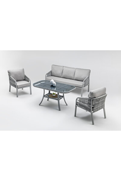 Gardemo Vizyon Bahçe Mobilyası 3+1+1+Orta Sehpa Rattan Bahçe Takımı Teras Bah...