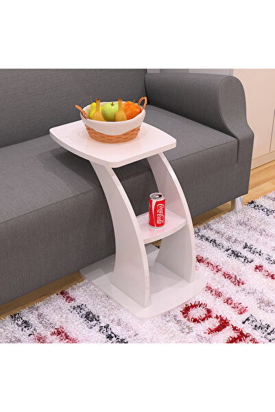AtelierAnka Tekerlekli Koltuk Yanı Servis Sehpası – Beyaz | C Koltuk Sehpası,...