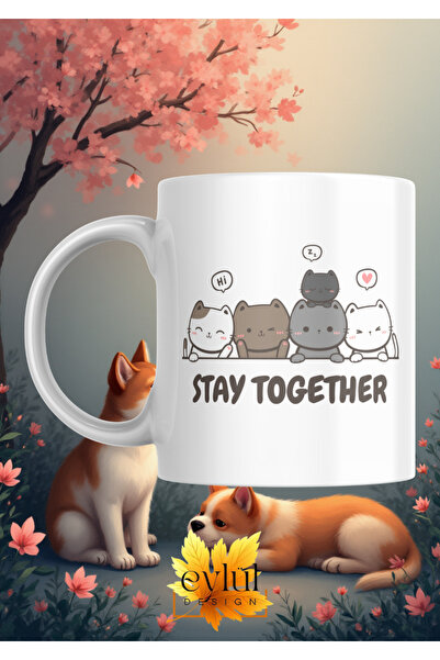 Eylül Design Cute Cats Stay Together Fun Custom Design Printed Mug Cup Gift T...