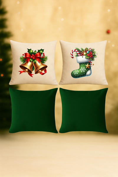 De'Vor مجموعة من 4 أغطية وسائد بتصميم السنة الجديدة