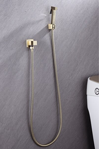 EMFA AKSESUAR Mat Gold Taharetmatik Spiralli Set Antik Taharat Musluğu Şattaf