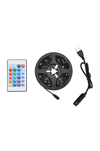 Lawazim شريط إضاءة LED بطول مترين بتقنية RGB مع منفذ USB - إضاءة لاصقة مرنة مع جهاز تحكم عن بعد لتزيين غرفة التلفزيون