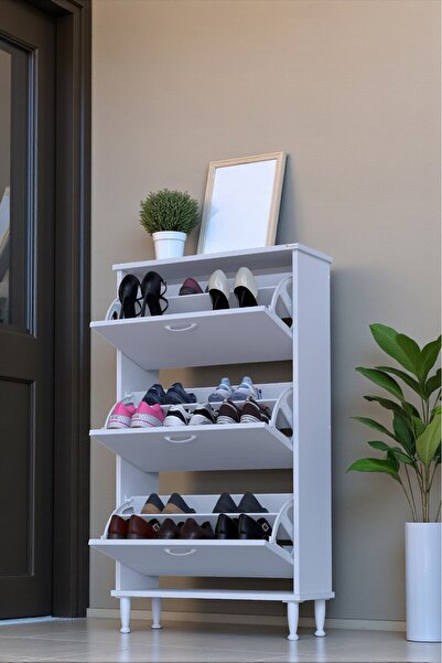 Eliusta Duru 72 cm Genişlikte Beyaz Renk Ayaklı Ayakkabılık Antre/Kapı Önü 72...