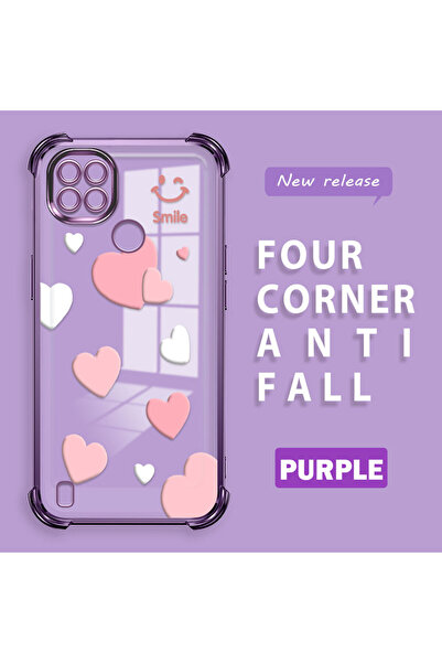 Hontinga حافظة متوافقة مع هاتف Realme C21، حافظة هاتف من السيليكون الشفاف بنم...