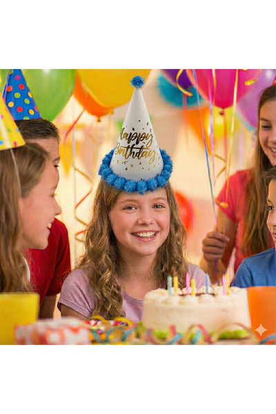 DODOMAR 40 cm Head Circumference – 25 cm Happy Birthday Birthday Hat with Blu...