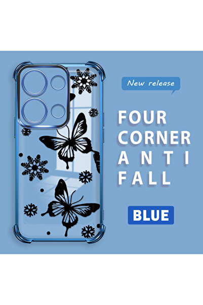 Hontinga حافظة هاتف شاومي بوكو إم 6 برو 4 جي متوافقة مع نمط طباعة الفراشة الس...