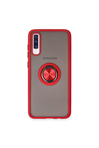 NewFace غطاء حماية سيليكون لهاتف سامسونج جالاكسي A70 مع حلقة مونتريال - أحمر