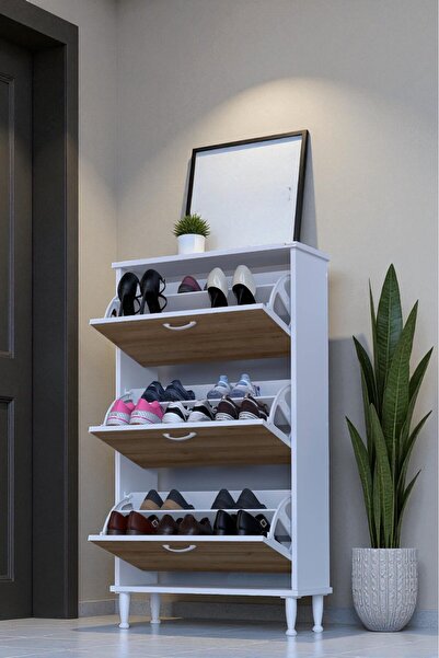 Eliusta Duru 72 cm Genişlikte Meşe Renk Ayaklı Ayakkabılık Antre/Kapı Önü 72x...