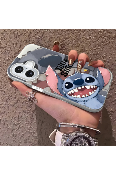 ucuc غطاء متوافق مع آيفون 16 بنمط ستيتش، حافة سيليكون وظهر صلب مع خاصية مقاوم...