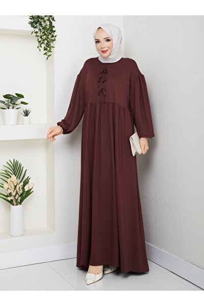 SAHRA BUTİK РОКЛЯ С НАБОРИ - Кафява -