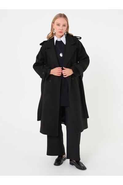 Refka Epaulette Detailed Classic Coat - Black -