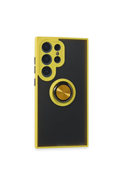 NewFace حافظة سامسونج جالاكسي S24 الترا غطاء سيليكون مونتريال مع حلقة - أصفر