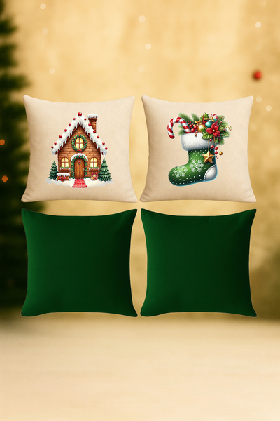 De'Vor Christmas Themed Throw Pillow Cover Set of 4