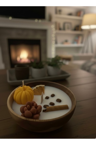 MANİFEST CANDLE Büyük Sonbahar El Yapımı Temalı Kokulu Mum – Ev Dekoru Mum