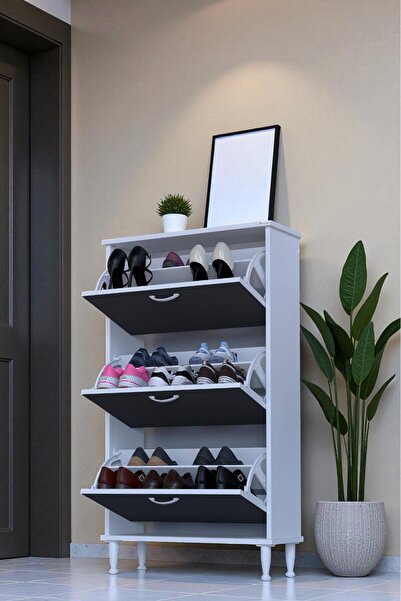 Eliusta Duru 72 cm Genişlikte Antrasit Renk Ayaklı Ayakkabılık Antre/Kapı Önü...