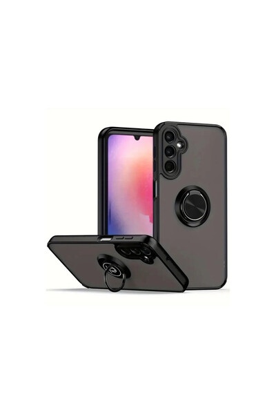 NewFace حافظة سامسونج جالاكسي S24 مونتريال من السيليكون مع حلقة - أسود