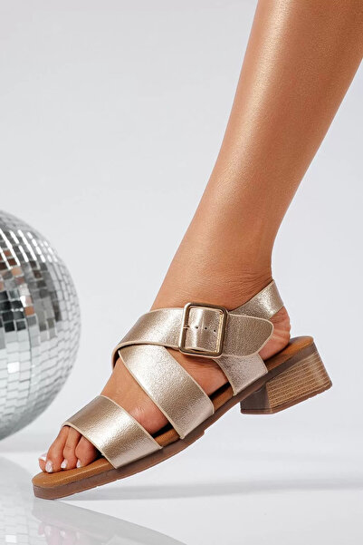 Zaira Aldina #22058 γυναικεία χρυσά σανδάλια με τακούνι από οικολογικό δέρμα ...