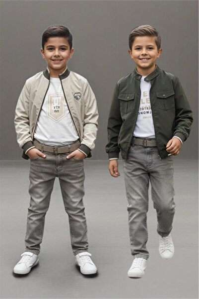 Pina Kids Boys' Double-Sided Jacket with Combed Cotton Blouse and Linen Pants...