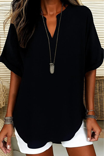 GENCULUS Women's Short Sleeve V Neck Aerobin Blouse