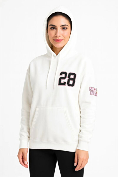 Zerenyus هودي بطبعة ثلاثية الخيوط من الأمام والخلف - أبيض