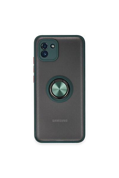 NewFace جراب سامسونج جالاكسي A03 غطاء سيليكون مونتريال مع حلقة - أخضر