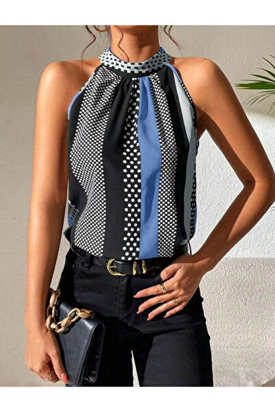 GENCULUS Women's Half Turtleneck Sleeveless Micro Blouse