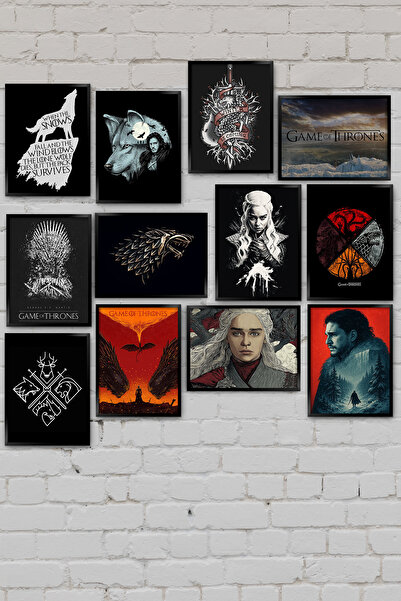 TABLOX Set de 12 tablouri decorative din MDF pentru decorarea peretelui Game of Thrones