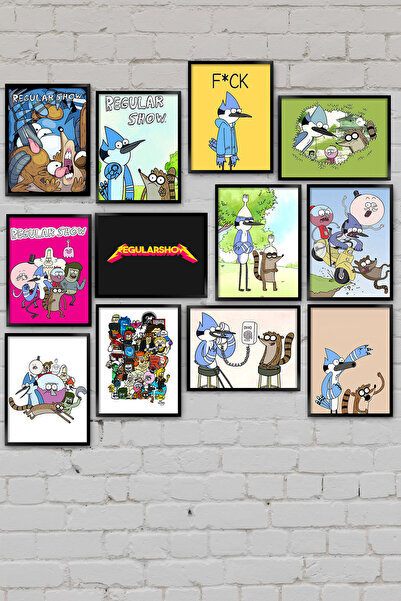 TABLOX Decorare de perete cu desene animate Regular Show, set de 12 tablouri ...
