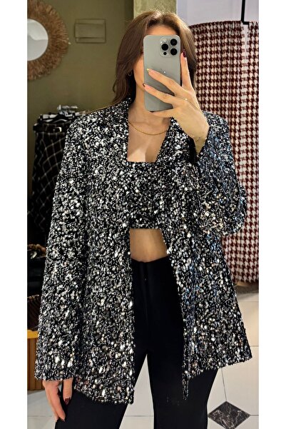 LOVENT BUTİK kadife payetli blazer