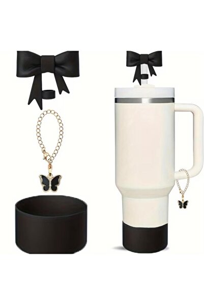 alisa 1 Takım 3 Parça 10mm Şık Fiyonk Silikon Pipet Ucu, 30&40oz Termoslar için