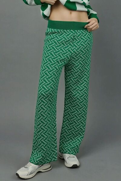 Hiccup My Fashion Patterned Elastic Waist Knitwear Pants