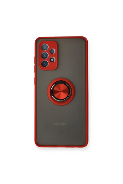 NewFace جراب سامسونج جالاكسي A72 غطاء سيليكون مونتريال مع حلقة - أحمر