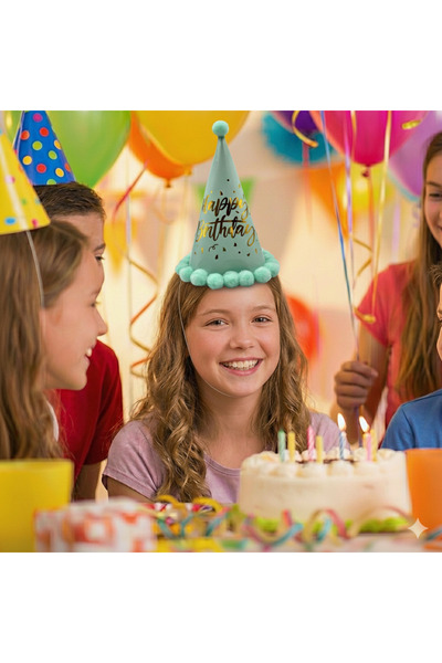 DODOMAR 40 cm Head Circumference – 25 cm Macaron Green Pompom Happy Birthday Hat