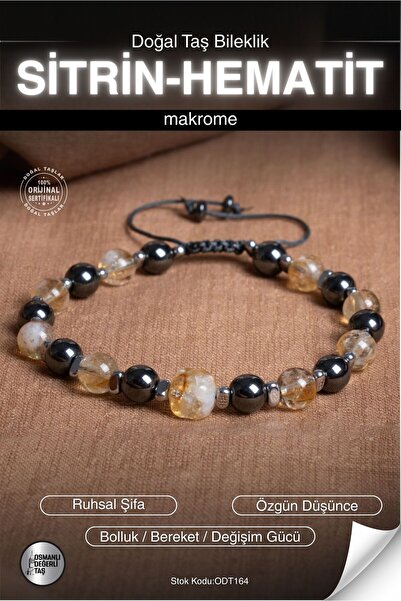 OSMANLI DEĞERLİ TAŞ سوار مكرامية من الحجر الطبيعي من السيترين والهيماتيت المع...