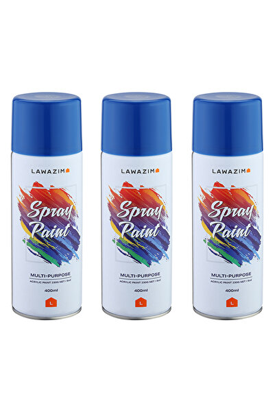 Lawazim Spray Paint Set 3pcs 21 Medium Blue - 400ml Quick Dry Multi Surface