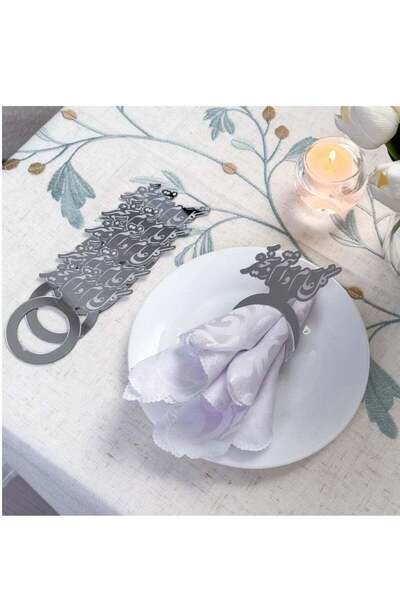 Story of candle عيد رمضان ، 6 مسكات مناديل ومفارش بعبارة عيدكم مبارك | فضي